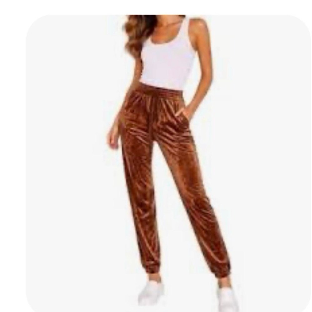Copper caused velvet  jogger's Small NWT